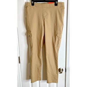 Bunulu Womens Straight Leg Cargo Pants MEDIUM Camel Pull On Stretch 28" Ins NWT